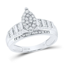 Load image into Gallery viewer, 10K White Gold Round Diamond Fashion Marquise Ring 1/2 Cttw - Splendid Jewellery