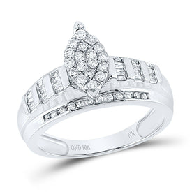 10K White Gold Round Diamond Fashion Marquise Ring 1/2 Cttw - Splendid Jewellery