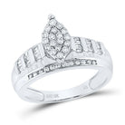 10K White Gold Round Diamond Fashion Marquise Ring 1/2 Cttw - Splendid Jewellery