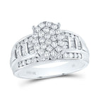 10K White Gold Round Diamond Fashion Oval Ring 1 Cttw - Splendid Jewellery