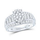 10K White Gold Round Diamond Fashion Oval Ring 1 Cttw - Splendid Jewellery