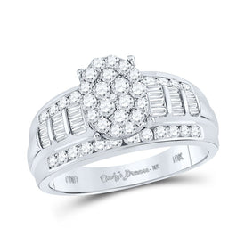 10K White Gold Round Diamond Fashion Oval Ring 1 Cttw - Splendid Jewellery