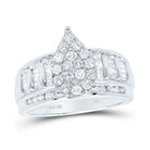 10K White Gold Round Diamond Fashion Pear Ring 1 Cttw - Splendid Jewellery