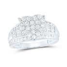 10K White Gold Round Diamond Heart Ring 1 Cttw - Splendid Jewellery