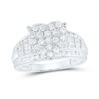 10K White Gold Round Diamond Heart Ring 1 Cttw - Splendid Jewellery