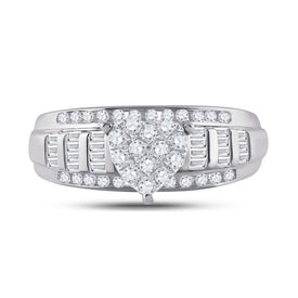 10K White Gold Round Diamond Heart Ring 1/2 Cttw - Splendid Jewellery