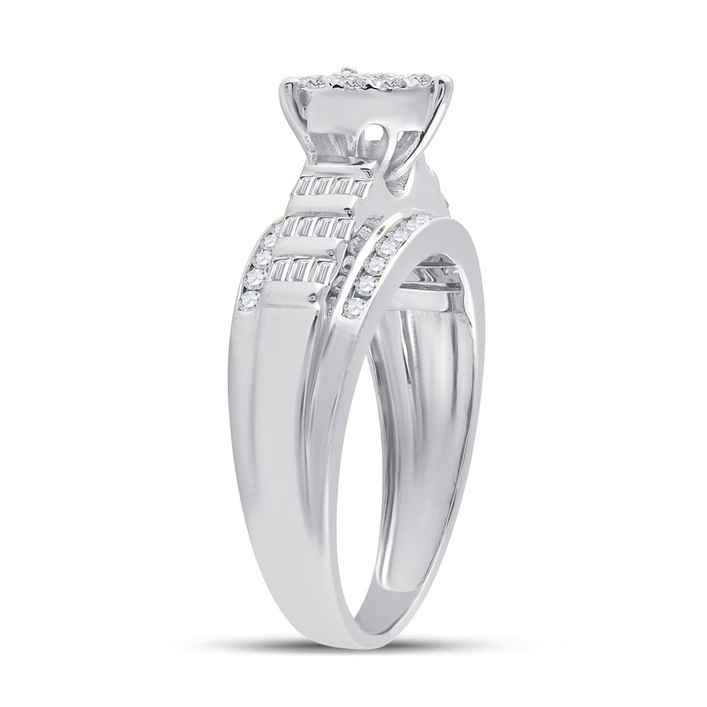 10K White Gold Round Diamond Heart Ring 1/2 Cttw - Splendid Jewellery