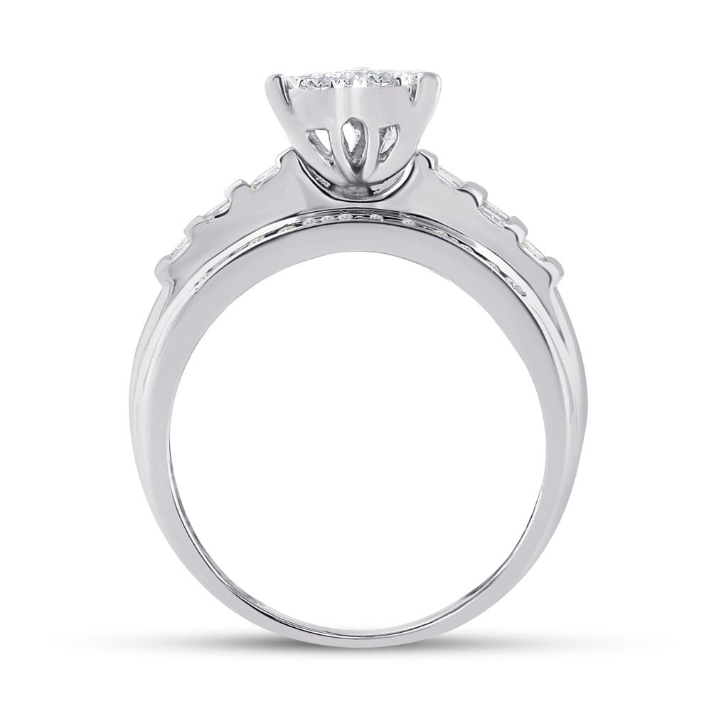 10K White Gold Round Diamond Heart Ring 1/2 Cttw - Splendid Jewellery
