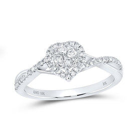 10K White Gold Round Diamond Heart Ring 1/3 Cttw - Splendid Jewellery