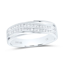 Load image into Gallery viewer, 10K White Gold Round Diamond Men's 2 Row Wedding Anniversary Band Ring 1/4 Cttw - Splendid Jewellery