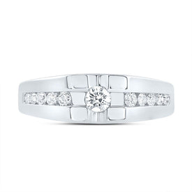 10K White Gold Round Diamond Mens Band 1/2 Cttw - Splendid Jewellery