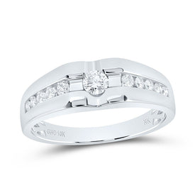 10K White Gold Round Diamond Mens Band 1/2 Cttw - Splendid Jewellery