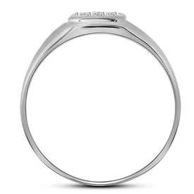 10K White Gold Round Diamond Mens Brushed Matte Cross Band Ring 1/20 Cttw - Splendid Jewellery
