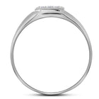 10K White Gold Round Diamond Mens Brushed Matte Cross Band Ring 1/20 Cttw - Splendid Jewellery
