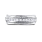 10K White Gold Round Diamond Men's Channel Set Milgrain Edge Wedding Band Ring 1/2 Cttw - Splendid Jewellery