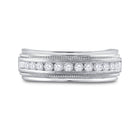 10K White Gold Round Diamond Men's Channel Set Milgrain Edge Wedding Band Ring 1/2 Cttw - Splendid Jewellery