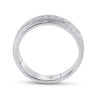 10K White Gold Round Diamond Men's Channel Set Milgrain Edge Wedding Band Ring 1/2 Cttw - Splendid Jewellery