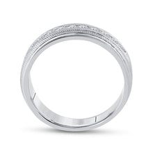 Load image into Gallery viewer, 10K White Gold Round Diamond Men's Channel Set Milgrain Edge Wedding Band Ring 1/2 Cttw - Splendid Jewellery