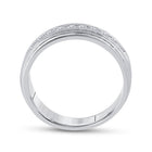 10K White Gold Round Diamond Men's Channel Set Milgrain Edge Wedding Band Ring 1/2 Cttw - Splendid Jewellery