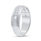 10K White Gold Round Diamond Men's Channel Set Milgrain Edge Wedding Band Ring 1/2 Cttw - Splendid Jewellery