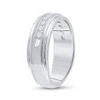 10K White Gold Round Diamond Men's Channel Set Milgrain Edge Wedding Band Ring 1/2 Cttw - Splendid Jewellery