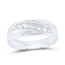 Load image into Gallery viewer, 10K White Gold Round Diamond Men's Channel Set Single Row Wedding Band Ring 1/4 Cttw - Splendid Jewellery
