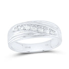 10K White Gold Round Diamond Men's Channel Set Single Row Wedding Band Ring 1/4 Cttw - Splendid Jewellery