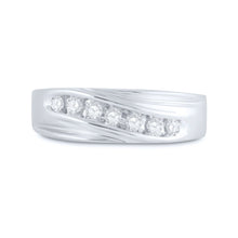 Load image into Gallery viewer, 10K White Gold Round Diamond Men's Channel Set Single Row Wedding Band Ring 1/4 Cttw - Splendid Jewellery