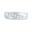10K White Gold Round Diamond Men's Channel Set Single Row Wedding Band Ring 1/4 Cttw - Splendid Jewellery