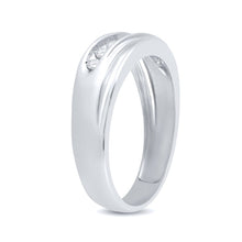 Load image into Gallery viewer, 10K White Gold Round Diamond Men's Channel Set Single Row Wedding Band Ring 1/4 Cttw - Splendid Jewellery