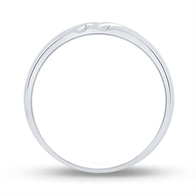 10K White Gold Round Diamond Men's Channel Set Triple Row Wedding Band Ring 1/8 Cttw - Splendid Jewellery