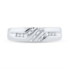 10K White Gold Round Diamond Men's Channel Set Triple Row Wedding Band Ring 1/8 Cttw - Splendid Jewellery