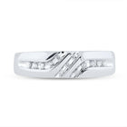 10K White Gold Round Diamond Men's Channel Set Triple Row Wedding Band Ring 1/8 Cttw - Splendid Jewellery