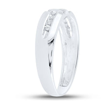 Load image into Gallery viewer, 10K White Gold Round Diamond Men's Channel Set Triple Row Wedding Band Ring 1/8 Cttw - Splendid Jewellery