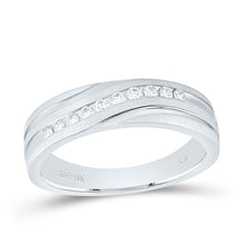 Load image into Gallery viewer, 10K White Gold Round Diamond Men's Channel Set Wedding Anniversary Band 1/4 Cttw - Splendid Jewellery