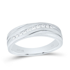 10K White Gold Round Diamond Men's Channel Set Wedding Anniversary Band 1/4 Cttw - Splendid Jewellery