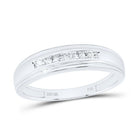 10K White Gold Round Diamond Men's Channel Set Wedding Anniversary Band Ring 1/12 Cttw - Splendid Jewellery