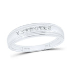 10K White Gold Round Diamond Men's Channel Set Wedding Anniversary Band Ring 1/12 Cttw - Splendid Jewellery