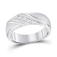 Load image into Gallery viewer, 10K White Gold Round Diamond Men's Channel Set Wedding Anniversary Band Ring 1/4 Cttw - Splendid Jewellery