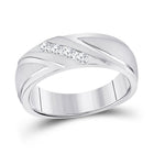 10K White Gold Round Diamond Men's Channel Set Wedding Anniversary Band Ring 1/4 Cttw - Splendid Jewellery