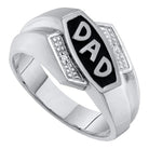 10K White Gold Round Diamond Mens Dad Father Ring . 0.01 Cttw - Splendid Jewellery