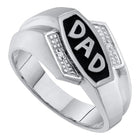 10K White Gold Round Diamond Mens Dad Father Ring . 0.01 Cttw - Splendid Jewellery