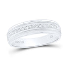 10K White Gold Round Diamond Men's Machine Set Wedding Channel Band Ring 1/4 Cttw - Splendid Jewellery