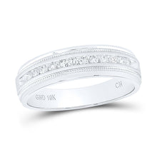 Load image into Gallery viewer, 10K White Gold Round Diamond Men's Machine Set Wedding Channel Band Ring 1/4 Cttw - Splendid Jewellery