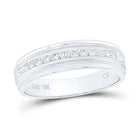 10K White Gold Round Diamond Men's Machine Set Wedding Channel Band Ring 1/4 Cttw - Splendid Jewellery