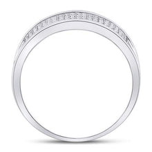 Load image into Gallery viewer, 10K White Gold Round Diamond Men's Micropave Wedding Anniversary Band Ring 1/3 Cttw - Splendid Jewellery