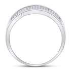 10K White Gold Round Diamond Men's Micropave Wedding Anniversary Band Ring 1/3 Cttw - Splendid Jewellery