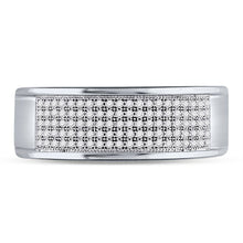 Load image into Gallery viewer, 10K White Gold Round Diamond Men's Micropave Wedding Anniversary Band Ring 1/3 Cttw - Splendid Jewellery