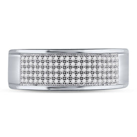 10K White Gold Round Diamond Men's Micropave Wedding Anniversary Band Ring 1/3 Cttw - Splendid Jewellery