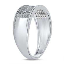Load image into Gallery viewer, 10K White Gold Round Diamond Men's Micropave Wedding Anniversary Band Ring 1/3 Cttw - Splendid Jewellery